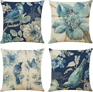 blue throws and cushions