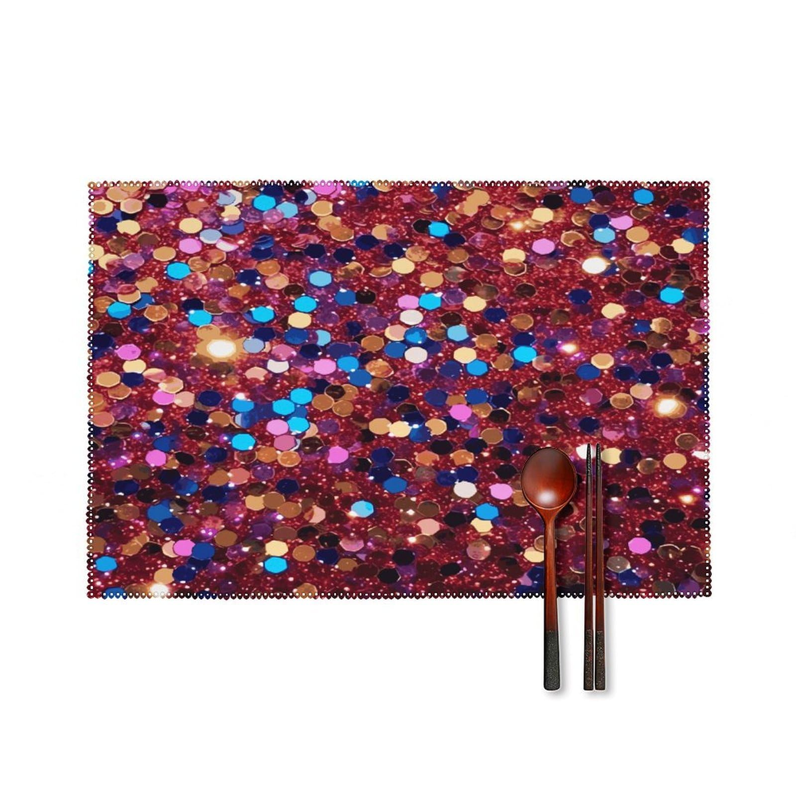Fekiloot Style Glitter Pattern Placemats Set Of 6,Table Mat