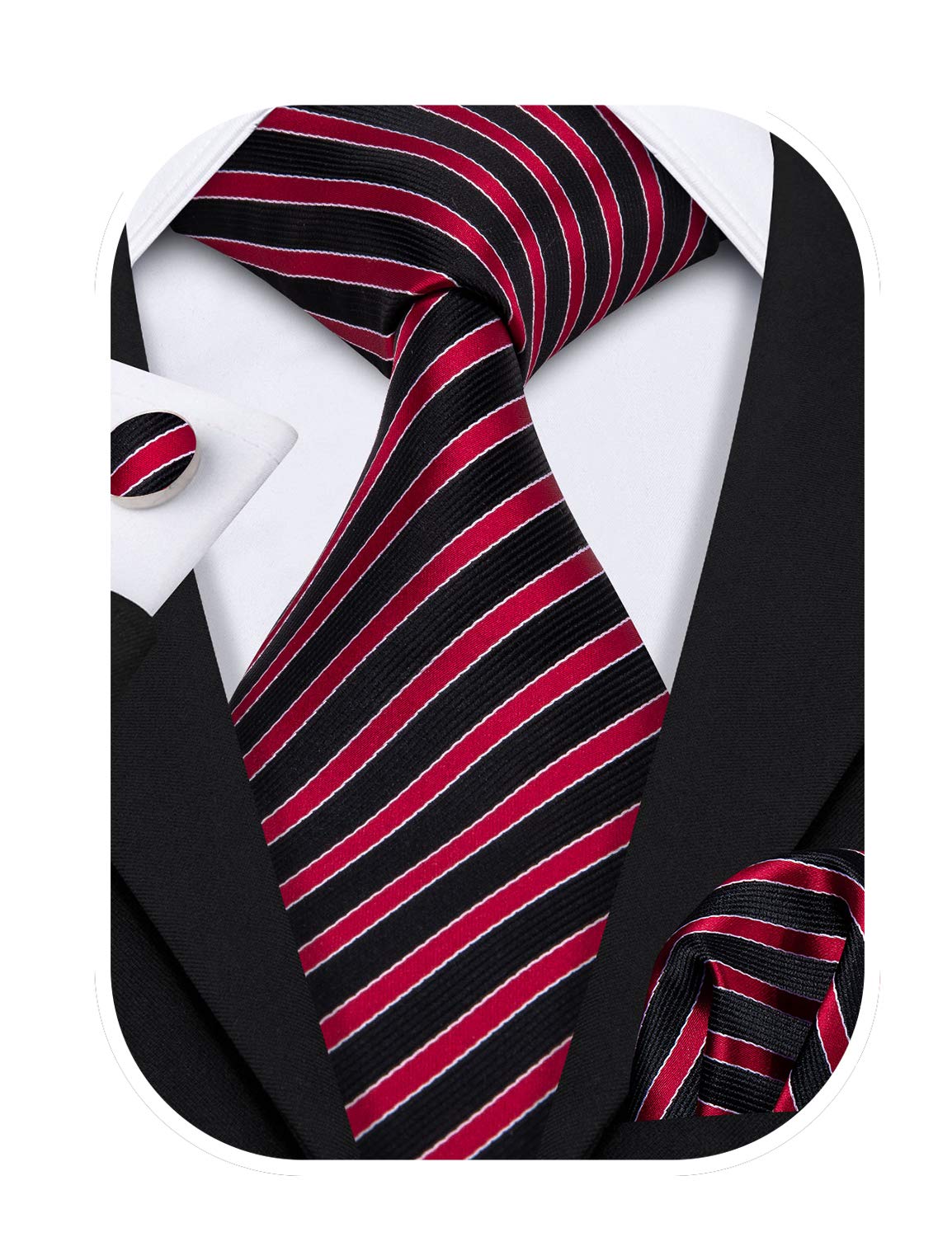 Barry.Wang Ties for Men,Silk Paisley Flower Necktie Set with Handkerchief Cufflink Formal Business Wedding