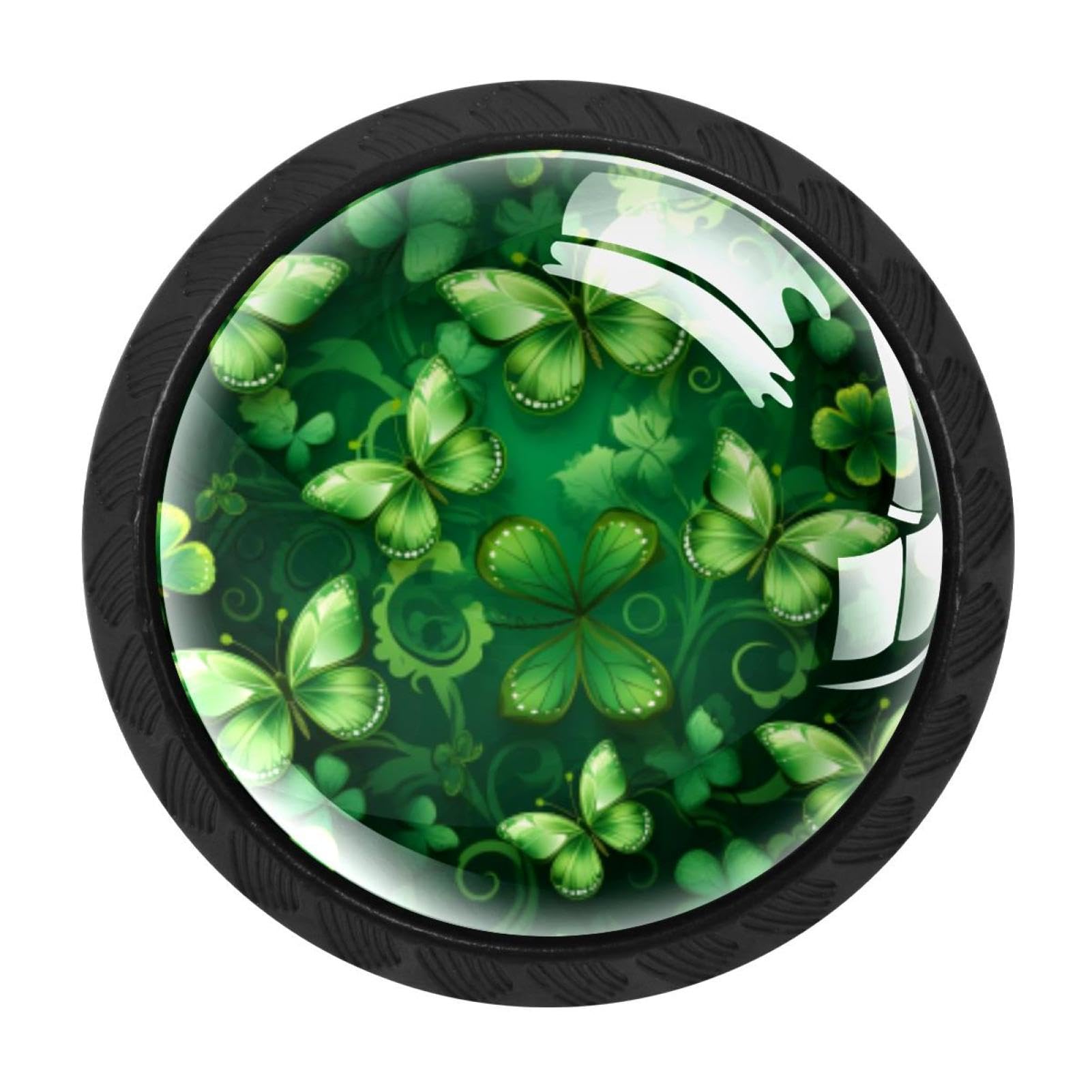 CHENZZZZ 4 pcs St. Parikh's Day Cabinet Knobs Crystal Drawer Pulls for Kitchen, Bathroom Cabinet, Dresser and Cupboard