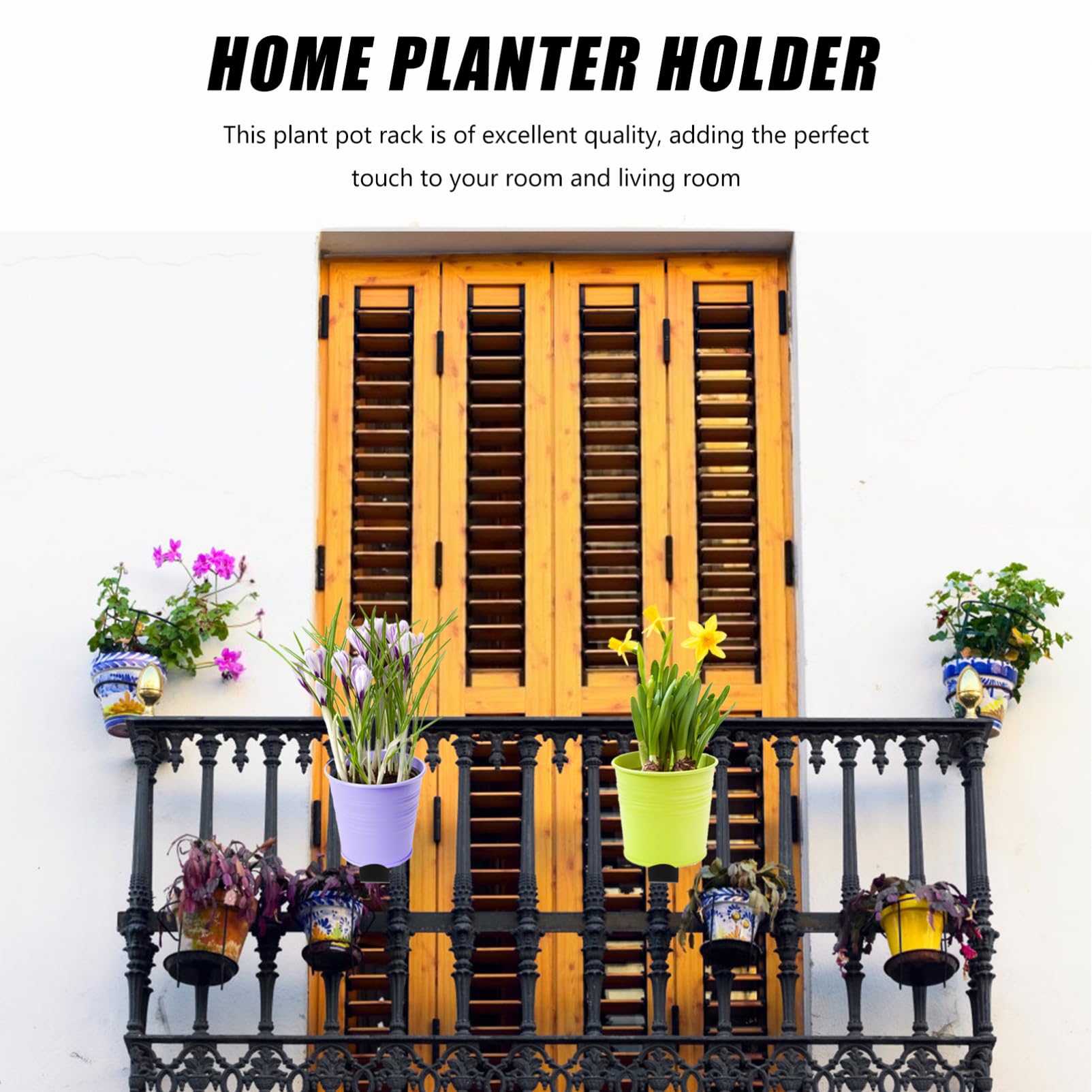 1 Paar Hängender Blumenpflanzer Haken Eisen Verstellbare Balkon Blumenkastenhalter für Garten Handlauf für und Außenbereich