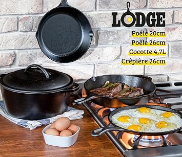 lodge l5hs3 5-piece pre-seasoned cast-iron cookware set by lodge