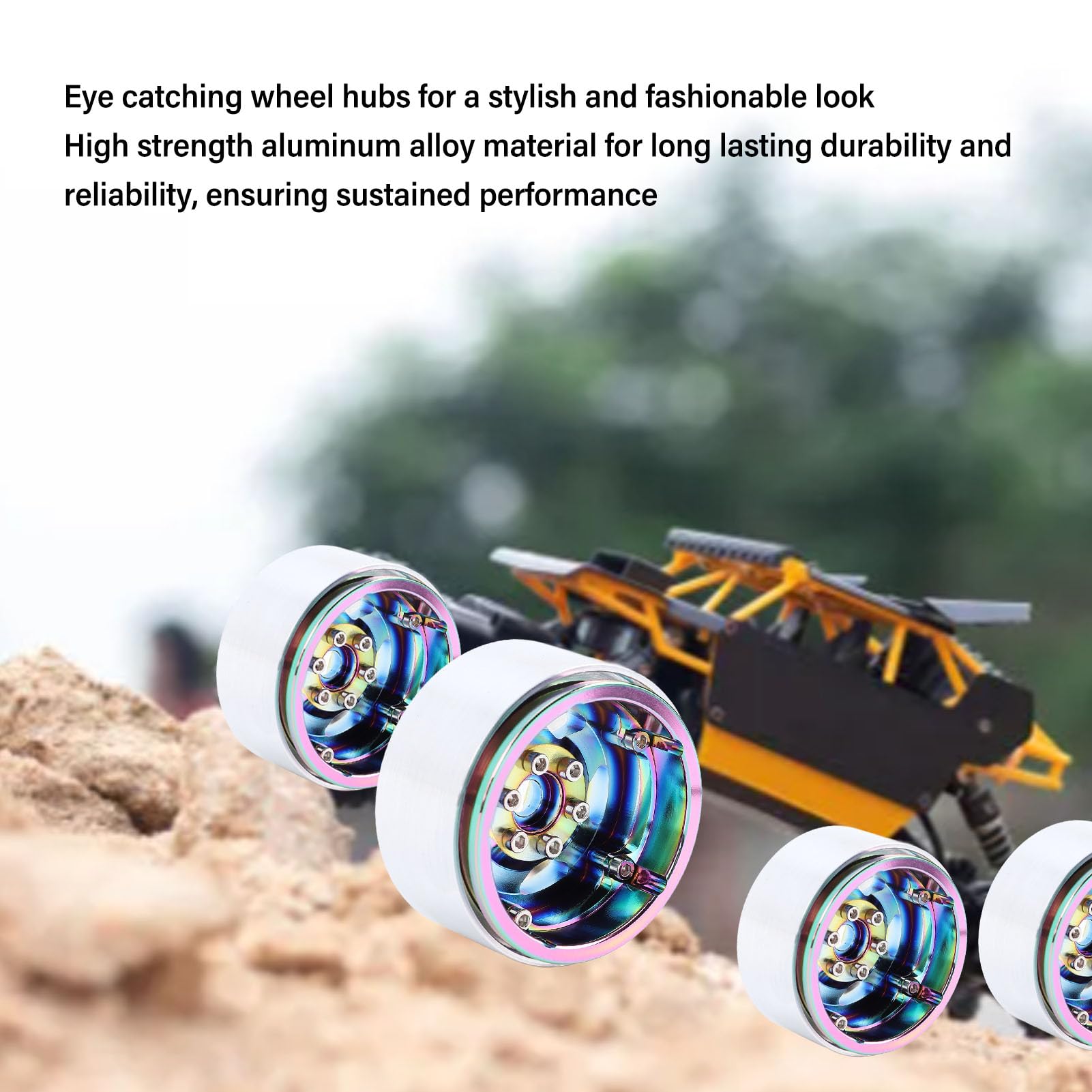 4 pezzi 1.9 pollici Beadlock Cerchione in lega di alluminio colorato leggero cerchi mozzi per 1/10 RC Crawler