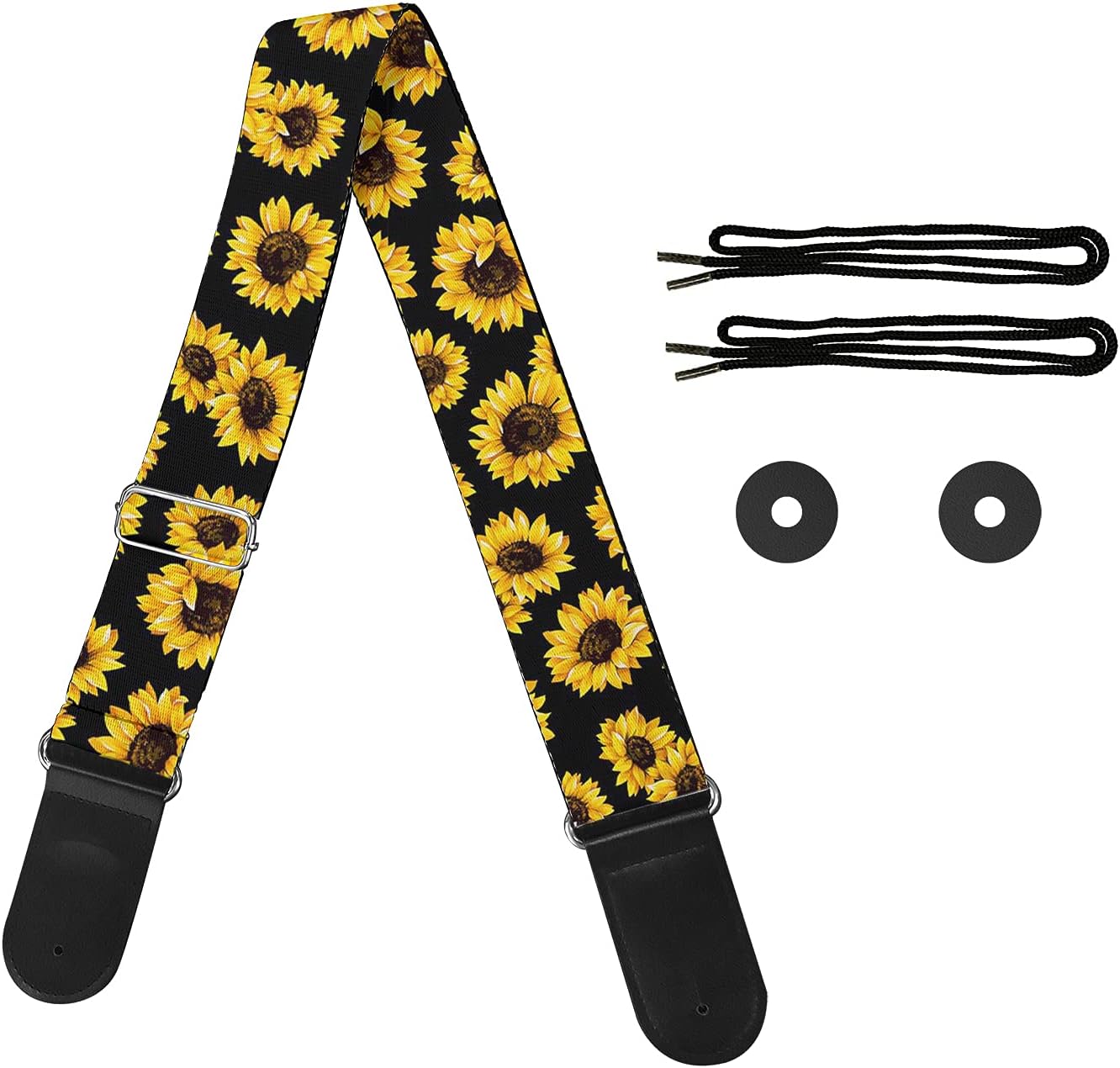 FOR U DESIGNS Guitar Straps Adjustable Shoulder Strap for Bass Acoustic Electric Guitars,Leather Ends & Polyester