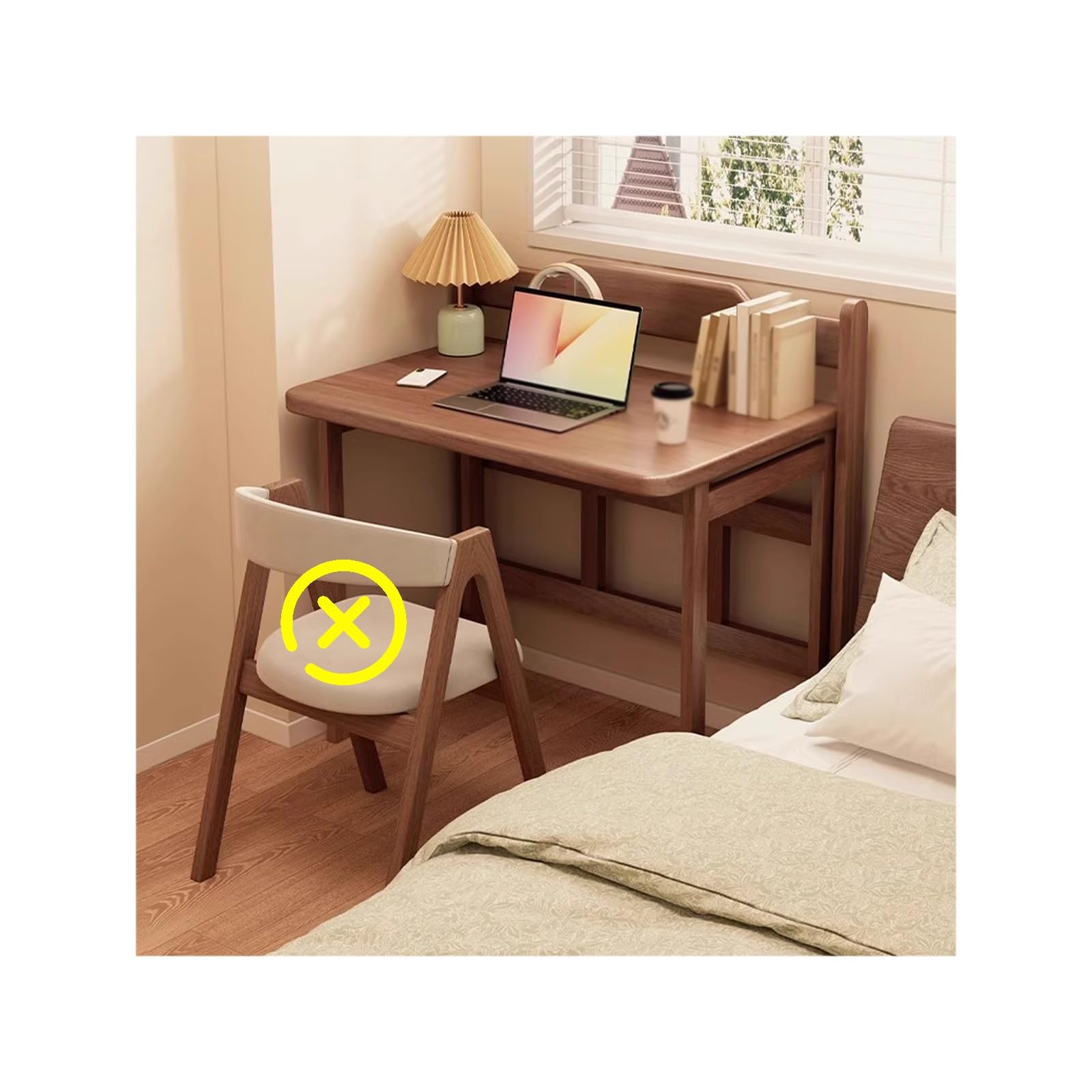 Bureau d'ordinateur gain de place en bois massif 80cm