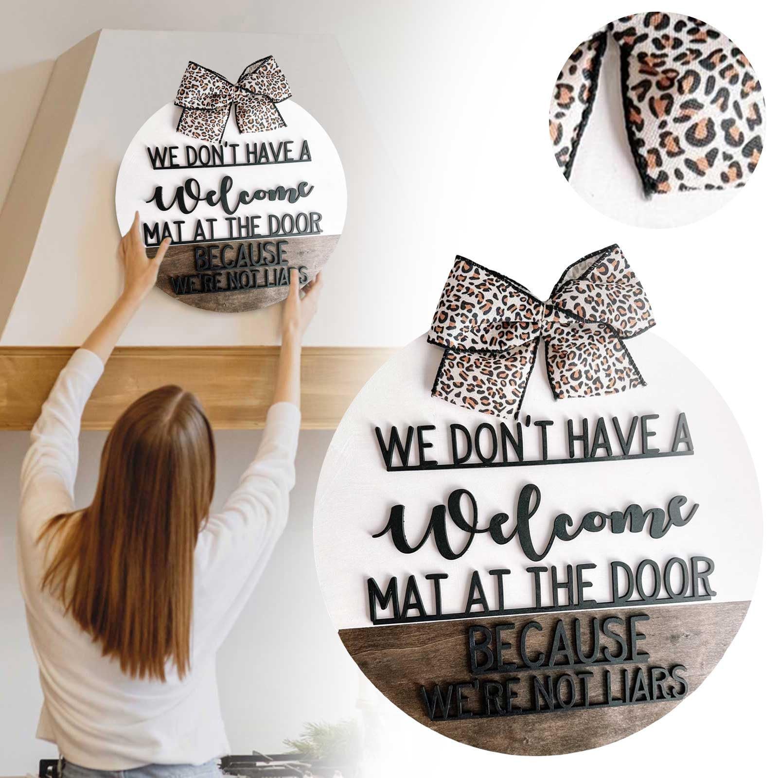 Cartello Benvenuto In Legno Per Porta - Decorazione Ovale Con Scritte Casa E Benvenuto, 25.8x8 Cm - Foto 9