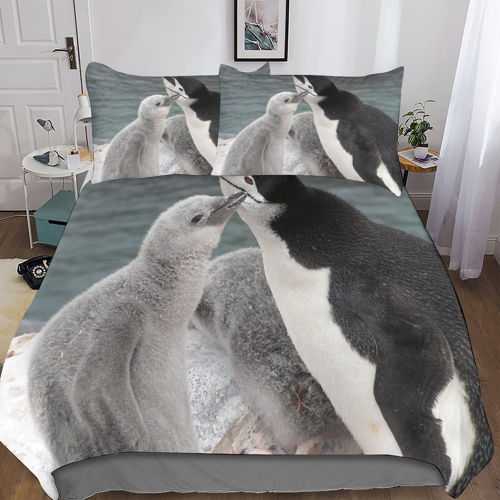 Housse de couette impression 3D animaux de la neige lit double 200x200