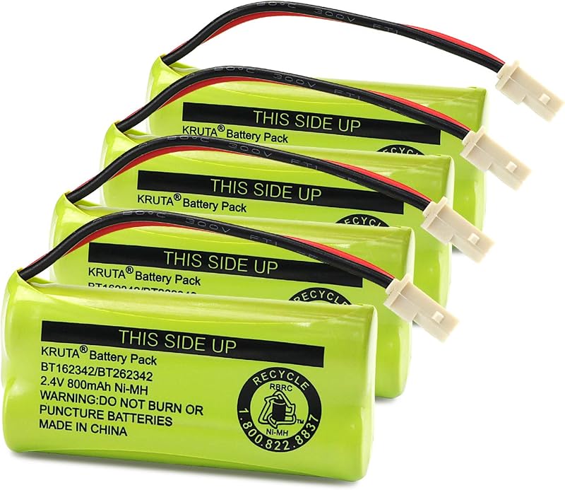 BT166342 BT266342 Battery 2.4V 800mah Replacement Battery Pack Compatible with for BT183342 BT283342 BT162342 BT262342 VTech CS6114 CS6419 CS6719 at&T EL52300 CL80111 Cordless Phone (Pack 4)