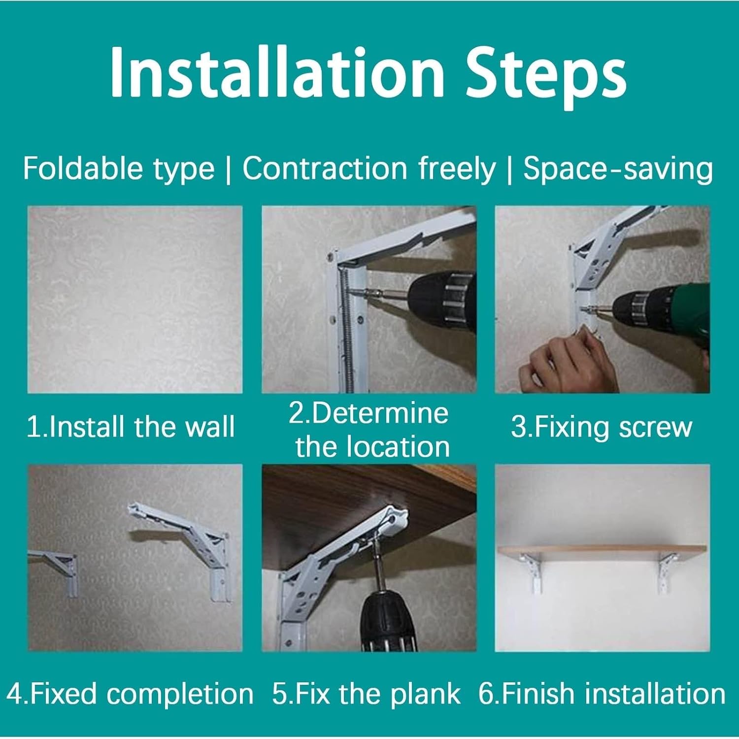 Wall Mounted Wooden Laundry Floating Table for Small Spaces - Versatile Kitchen Dining Table Home Office Desk Bars & Restaurants - Compact 50x30cm (20x12in) - Stylish Blue Finish