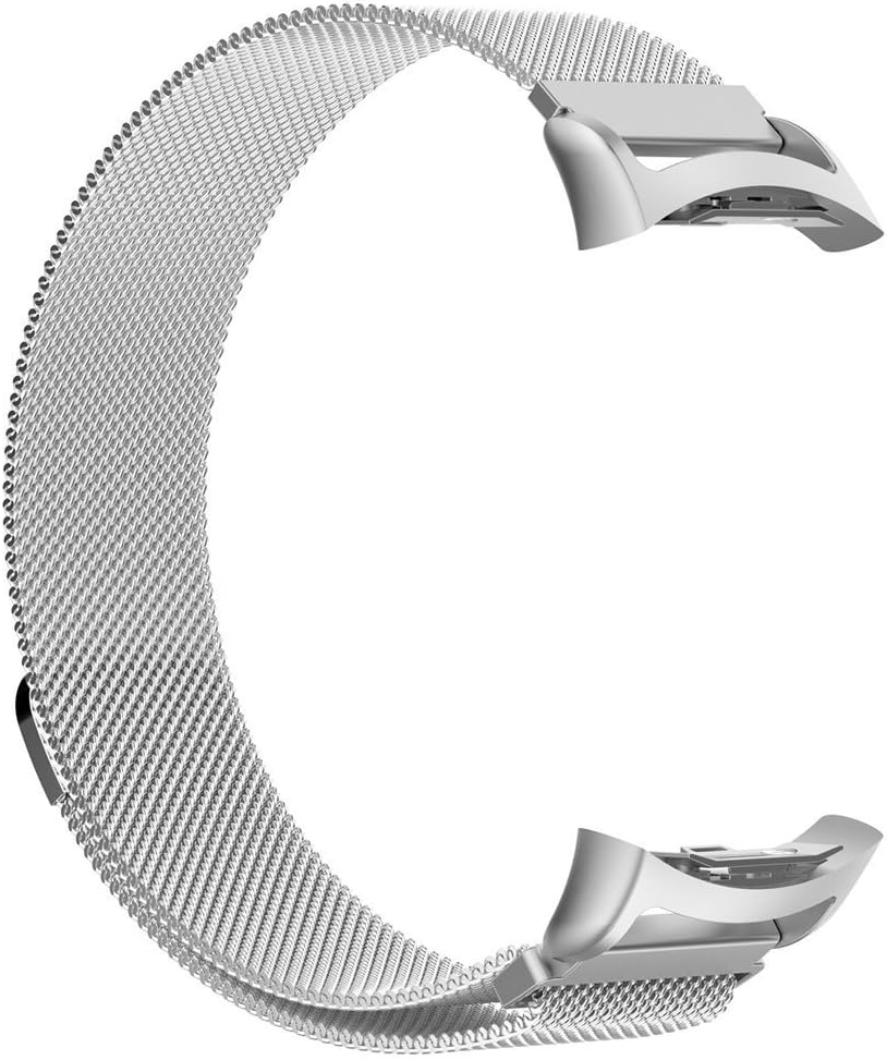 Metou Compatible with Gear Fit 2/ Fit 2 Pro Watch Band, Clasp Stainless Steel Loop Metal Replacement Bracelet Strap (Silver)