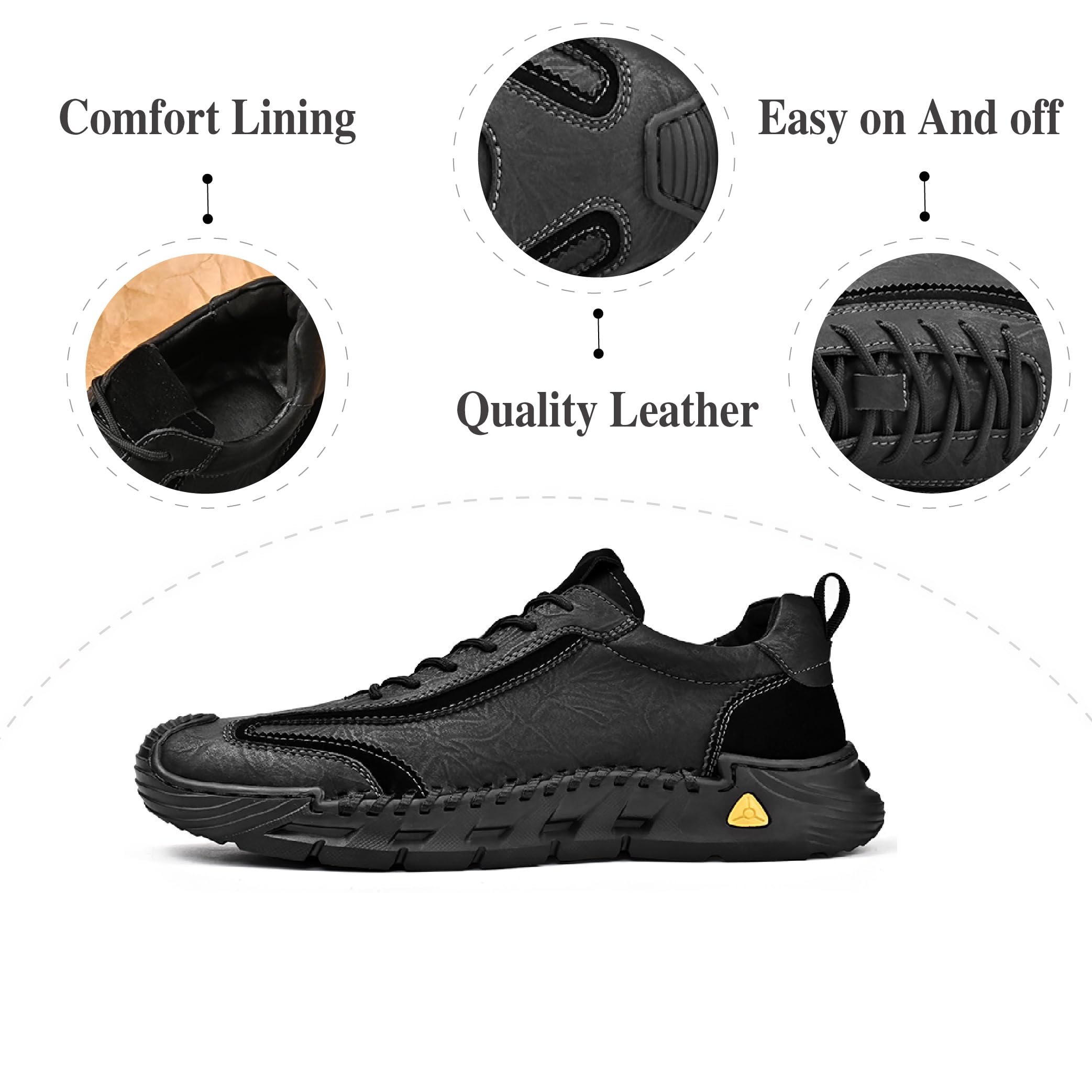 Mens Sports Outdoor Lightweight Soft Walking Fashion Retro Oxfords Non-Slip Breathable Driving Shoes Black 10.5 US
