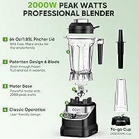 Vista 5 de Professional Blender 2000W, Smoothie Countertop Blenders for Kitchen,7 Preset Programs for Ice Crush/Frozen Drinks/Dips/Nut Butter, High Speed