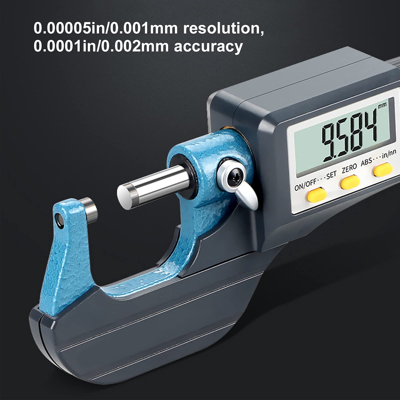 Digitales Mikrometer, Professionelles Dickenmessgerät, 0,00005 Zoll/0,001 Mm Auflösung für Genaue Messungen von 25–50 Mm