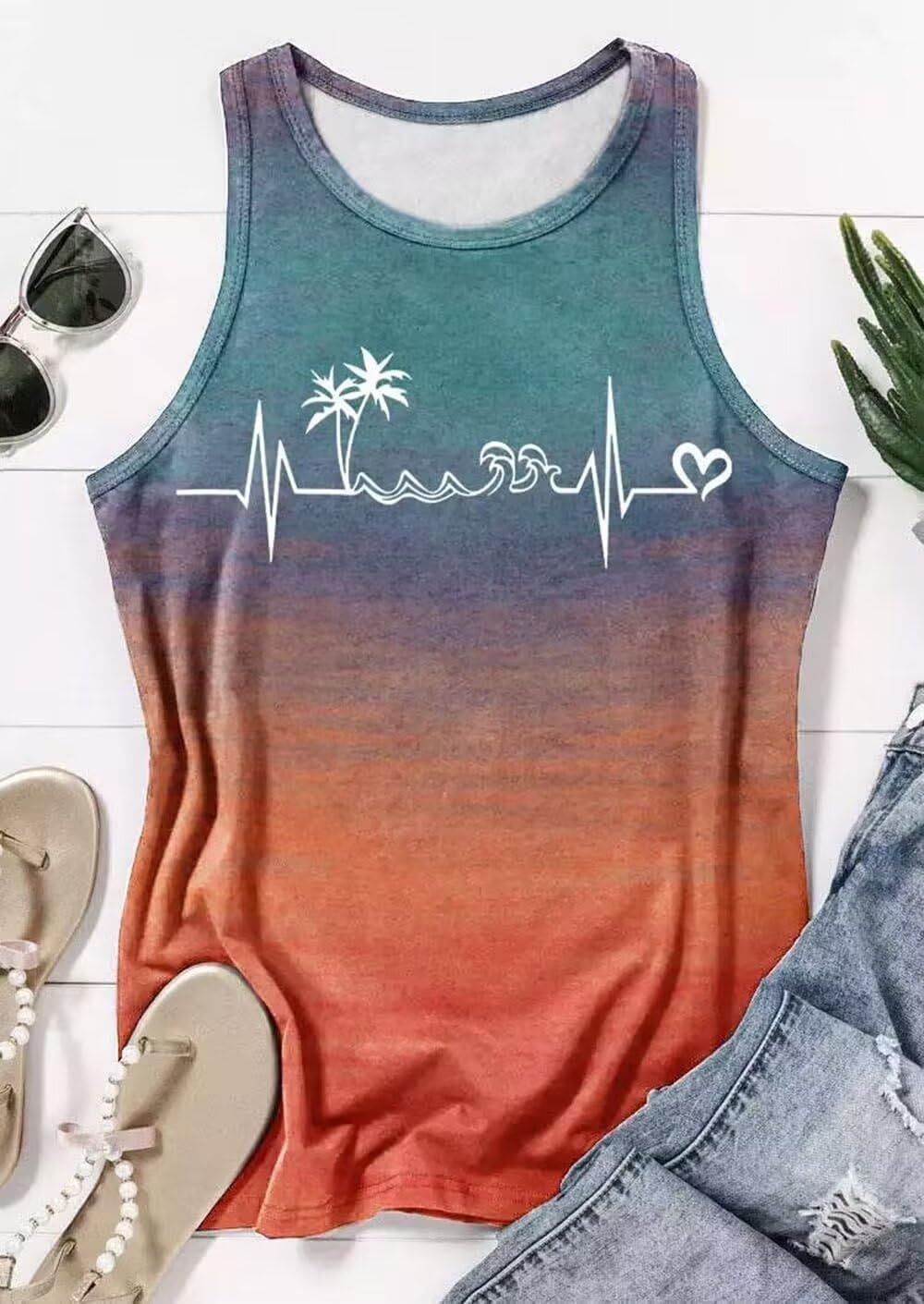 KBLDZHT Women Beach Tank Tops Hawaiian Sleeveless Tanks Summer Vacation Tees Vintage Graphic Girls Trip Tanks Vest - Image 3