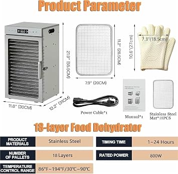Food Dehydrator,Freeze Dryer Machine, 18-Tray Commercial Dehydrator Fruits