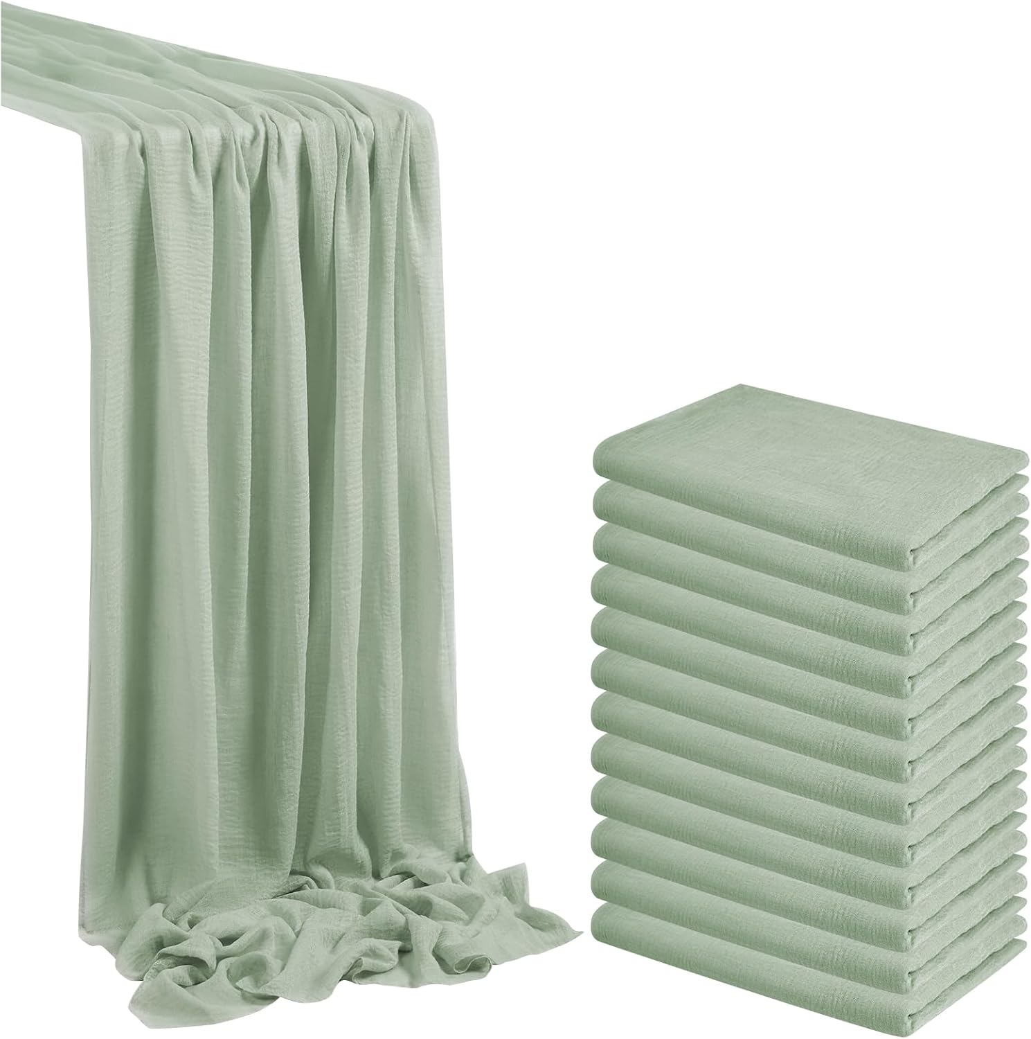 12 Packs Cheesecloth Table Runner,Sage Green Cheese Cloth Bulk,Boho Gauze Tablecloth