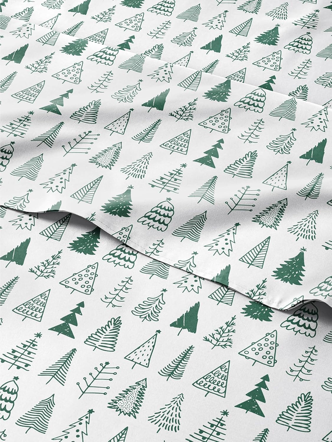 King Christmas Christmas Tree Sheet Set - Holiday Xmas Pattern Bedding Set - Deep Pockets - Snug Fit - 4 Piece - Wrinkle Free - Cooling Comfy Festive Winter Holiday Sheets for Women, Men, Kids & Teens