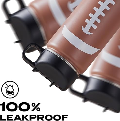 Miniatura 6 de Botella de agua de fútbol de 18 onzas y 100 calcomanías de fútbol de acero inoxidable aisladas, botella de agua deportiva, accesorios de fútbol,