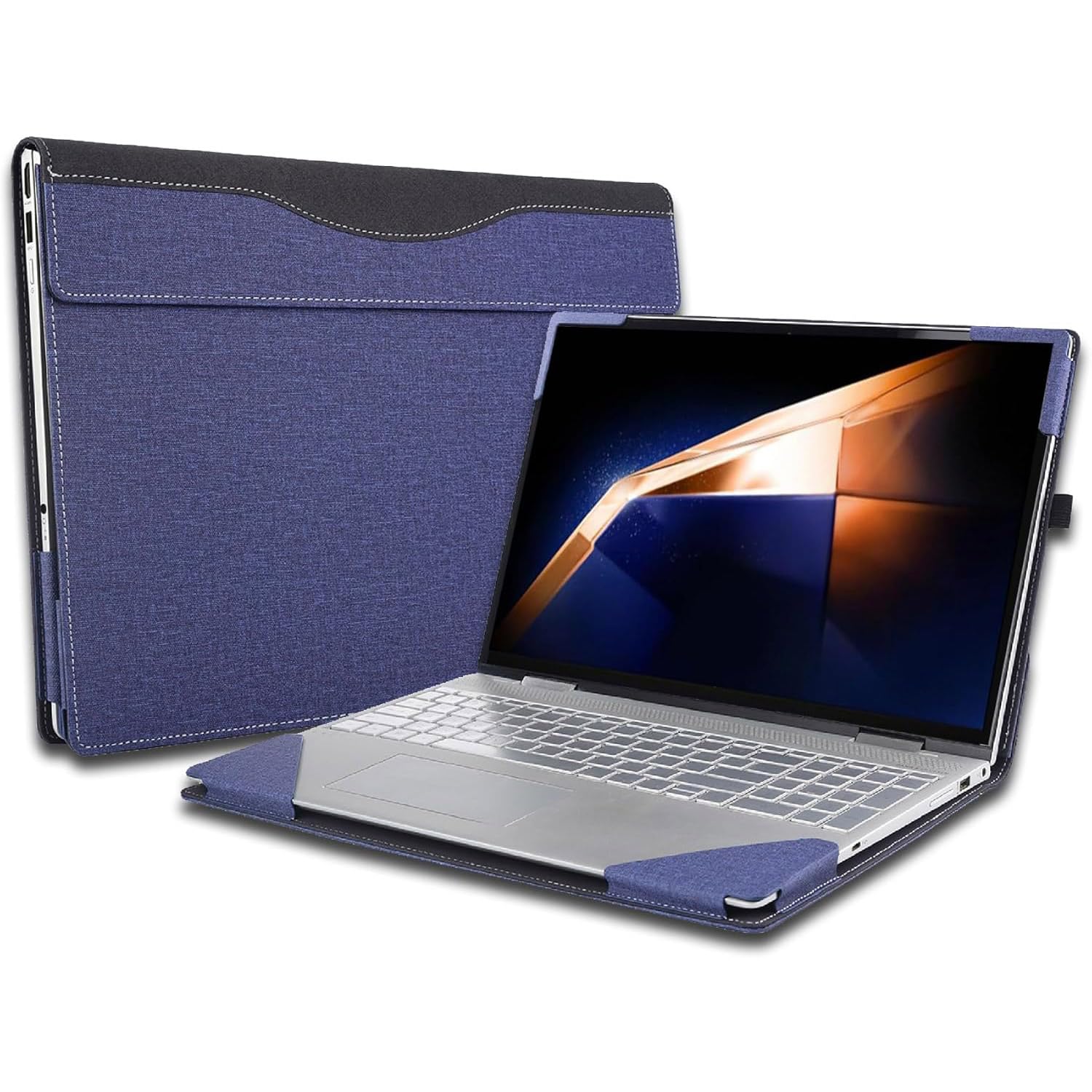 Funda para portátil Samsung Galaxy Book 4/5 Pro 360 y Book4 Ultra y Book 4 Pro/Edge, funda protectora 2 en 1 de piel sintética con soporte para bolígrafo (azul)