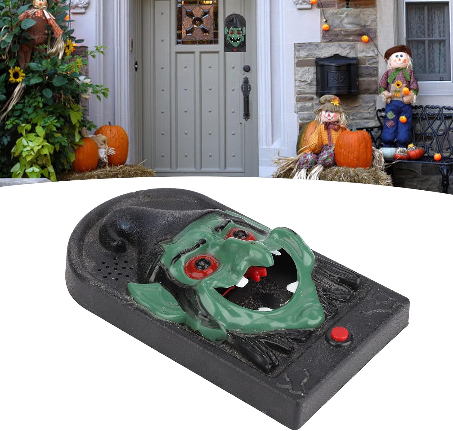 Horror Doorbell, Funny Gift Terrifying Welcome Sound Halloween Doorbell Decoration for Home Bar Party (Witch Shape)