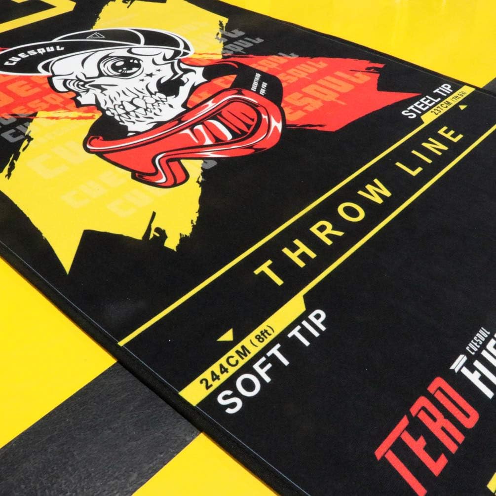CUESOUL Heavy Duty Darts Mat Includes Both Official Soft & Steel Tip Throwline Skull in Hat : Sports & Outdoors
