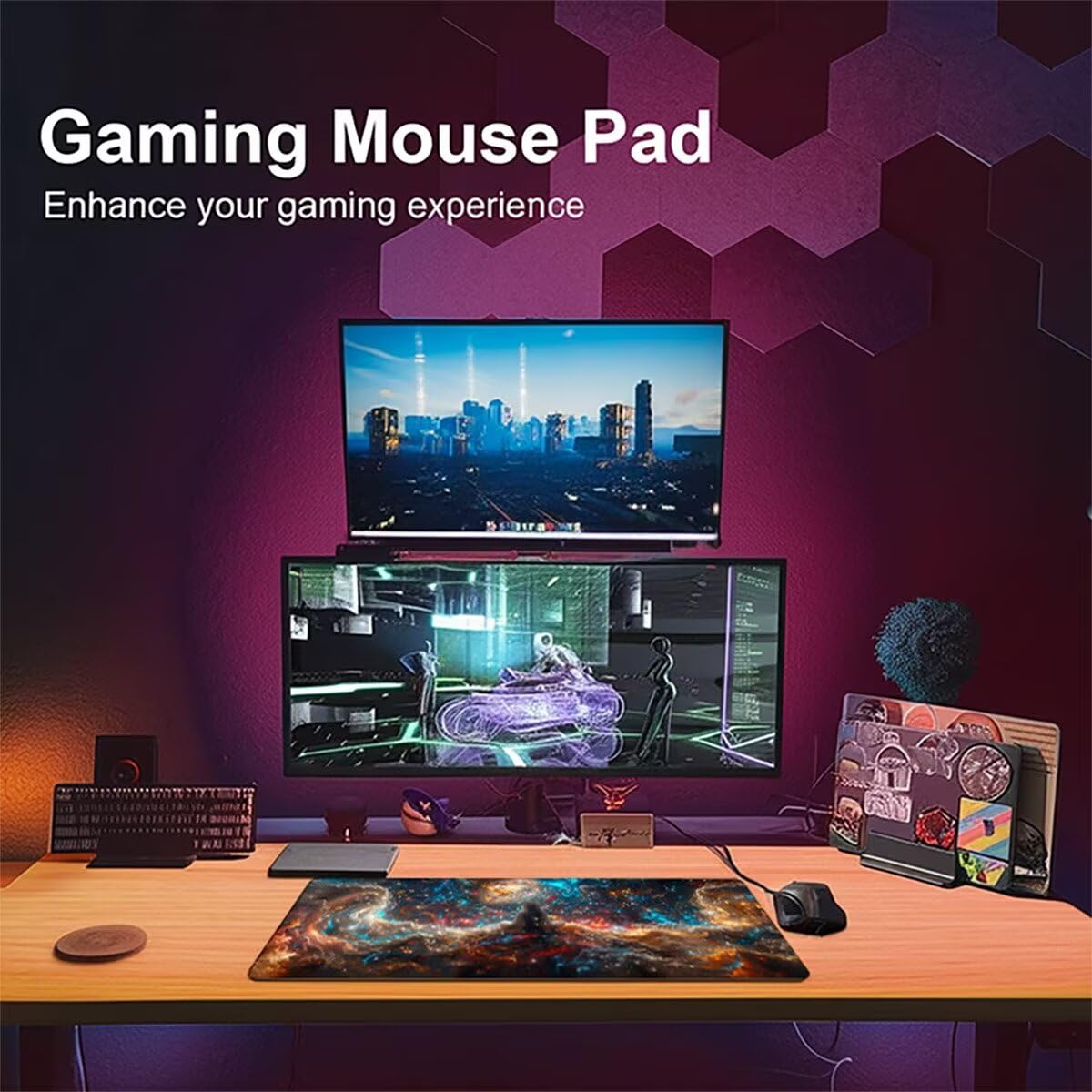 Tappetino per Mouse Gaming XXL 1200x600x3mm– Ufficio Mousepad Grande – Migliora la Velocità e la Precisione Tenuta Stabile Sottomano per Ufficio e Casa Accessori Scrivania Universo PjY6009 K-9