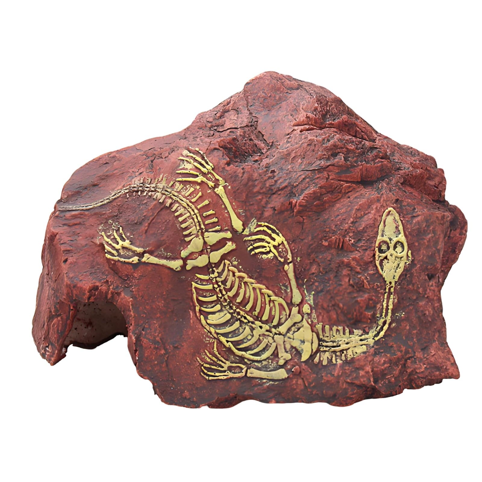 Reptilienversteck, Dinosaurier Fossil Aquarium Deko, 24 cm Resin Dekofigur, Zubehör für Aquarium und Terrarium, realistische Höhle für Eidechse, Gecko, Schlange, Spinne, naturgetreue Terrarien Deko