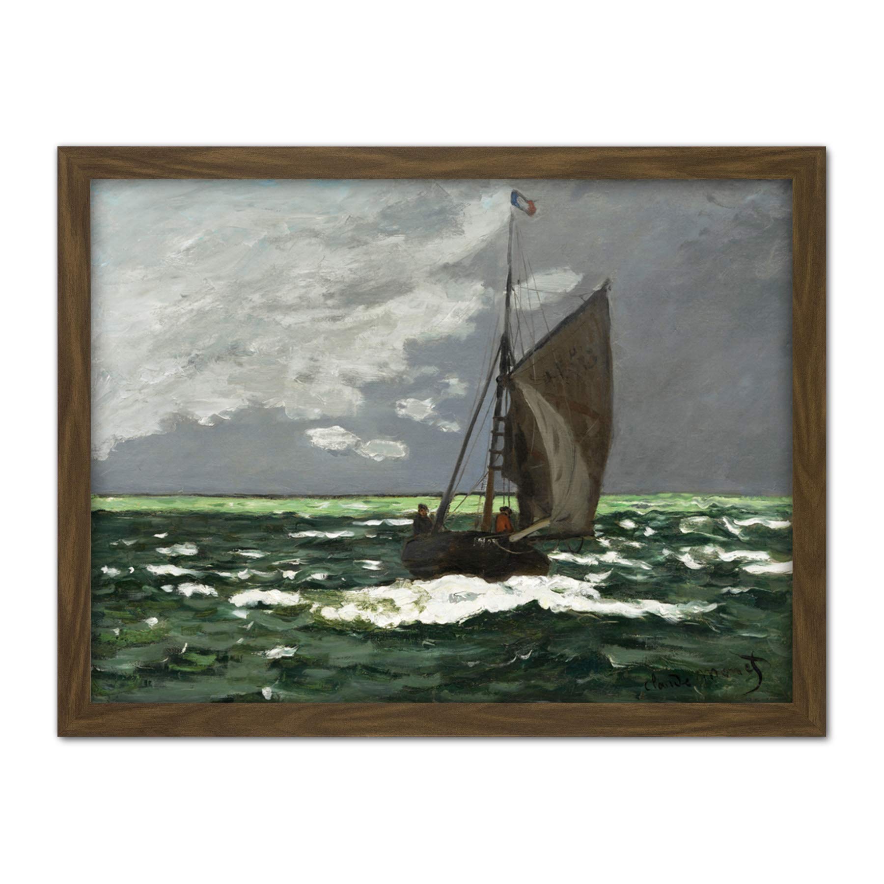 Artery8 Claude Monet Seascape Storm 1866 Painting Artwork Framed Wall Art Print 18X24 Inch