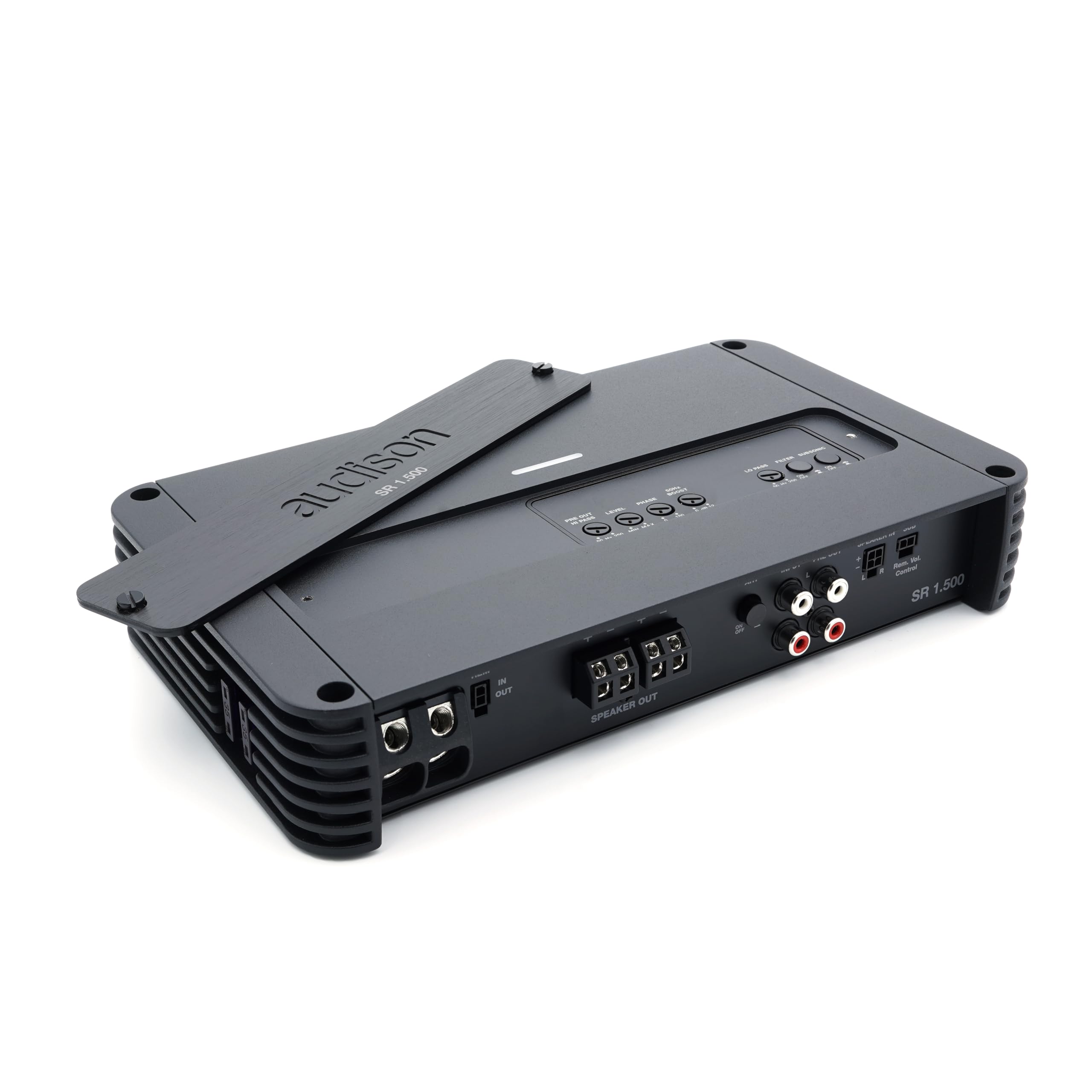 Audison SR 1.500 Amplificateur Mono Classe D pour Système Audio, Technologie ADC et USS, Filtres Réglables, Entrées Double Niveau, 1000W RMS, 1 Ohm, Noir
