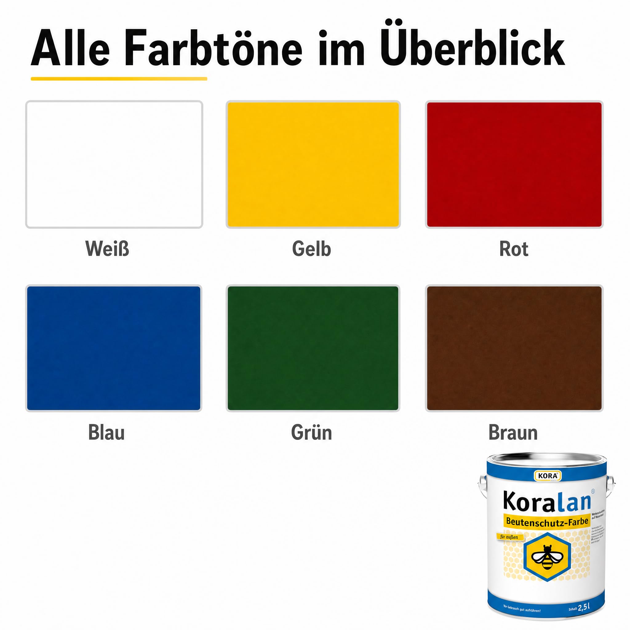 Koralan KORA Beutenschutz-Farbe für Bienenbeuten & Bienenkästen aus Holz & Styropor - wetterfeste Beutenfarbe, bienenverträglich, deckend, wasserbasiert & UV-beständig (Weiß, 2,5 Liter)