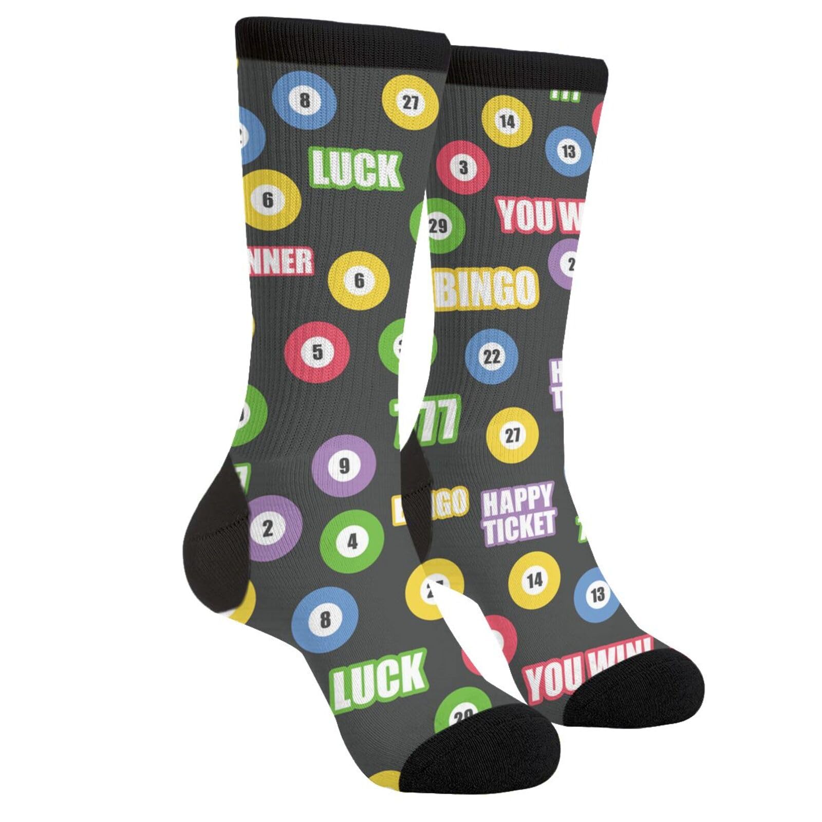 SEVEBJ Funny Casual Funny Funky Novelty Socks For Men Women Lottery Game Bingo Balls