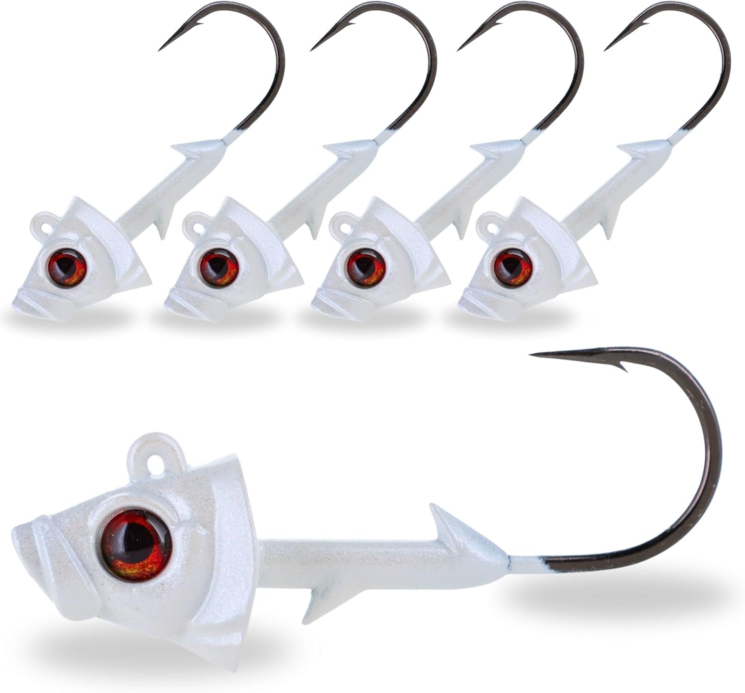 Reaction Tackle Swimbait Jig Head/Weighted Hooks for Saltwater and Freshwater/Realistic Fish Head (5 Pack)