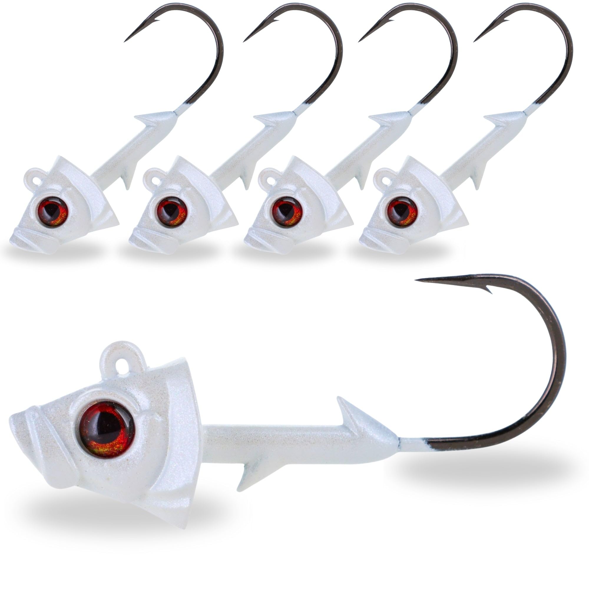 Reaction Tackle Swimbait Jig Head/Weighted Hooks for Saltwater and Freshwater/Realistic Fish Head (5 Pack)