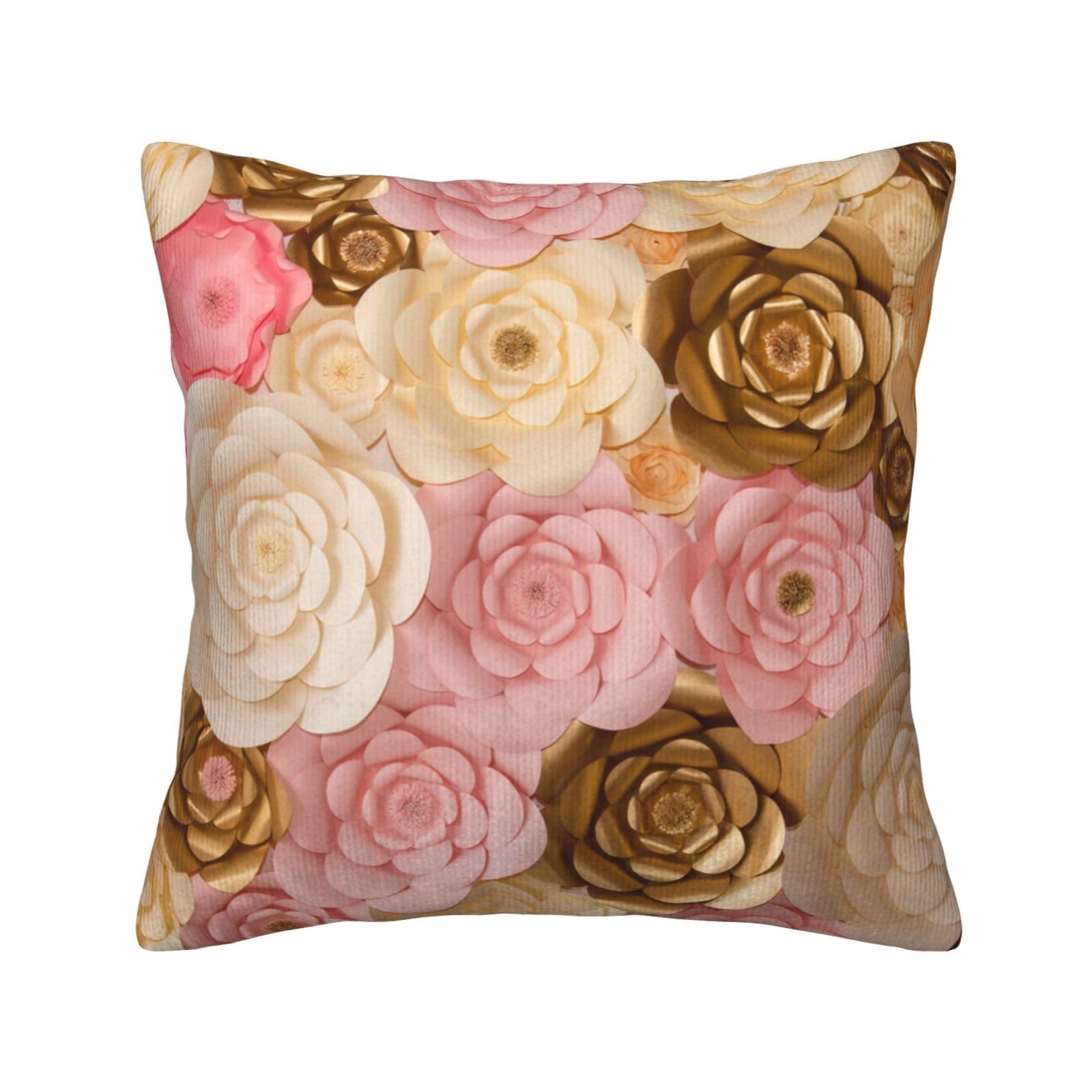 Housse de coussin velours rose et or pour créer un coin lecture cosy