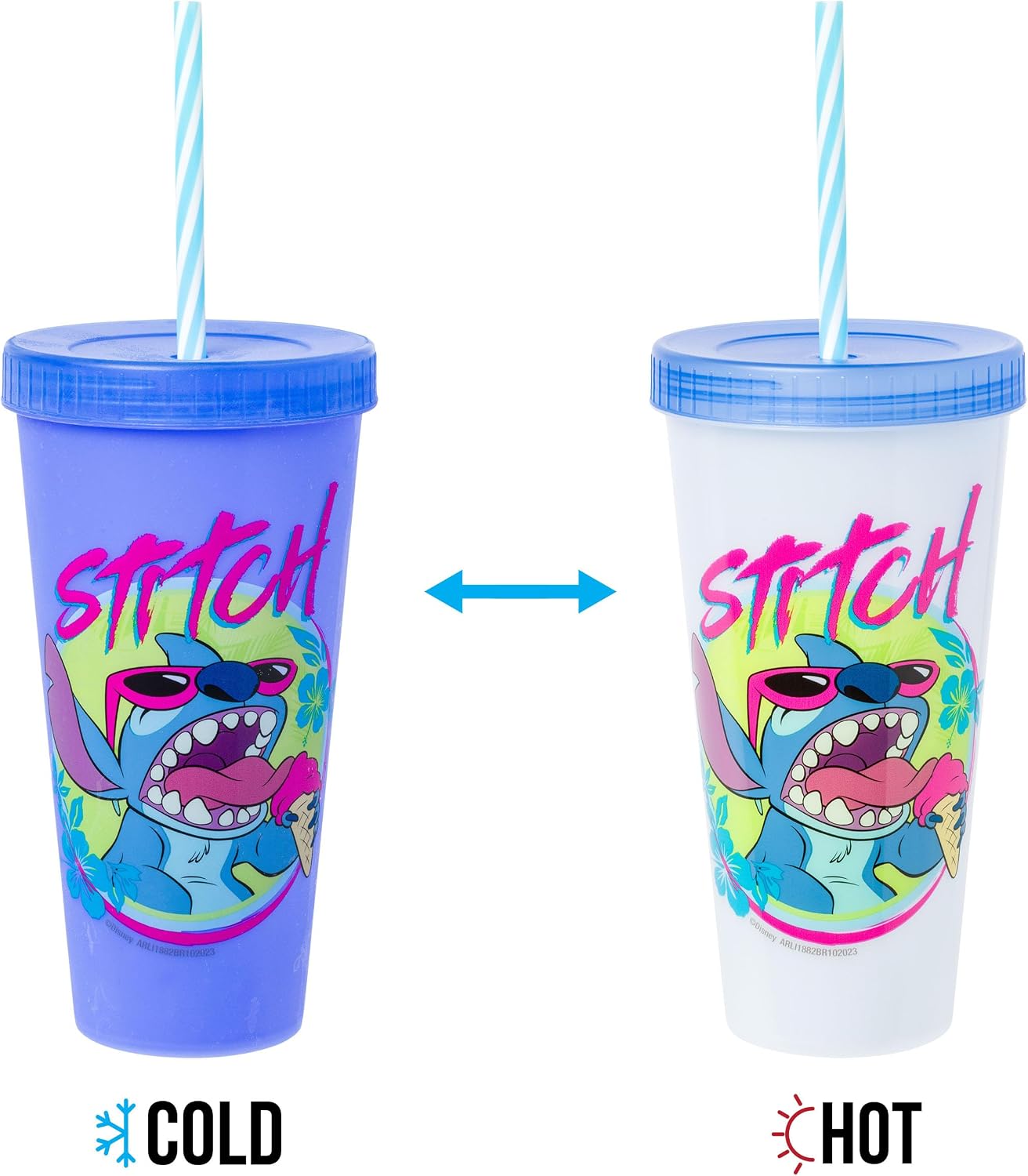 Silver Buffalo Lilo and Stitch Tropic, 4 Pack Color Changing Tumbler, 24oz image 5