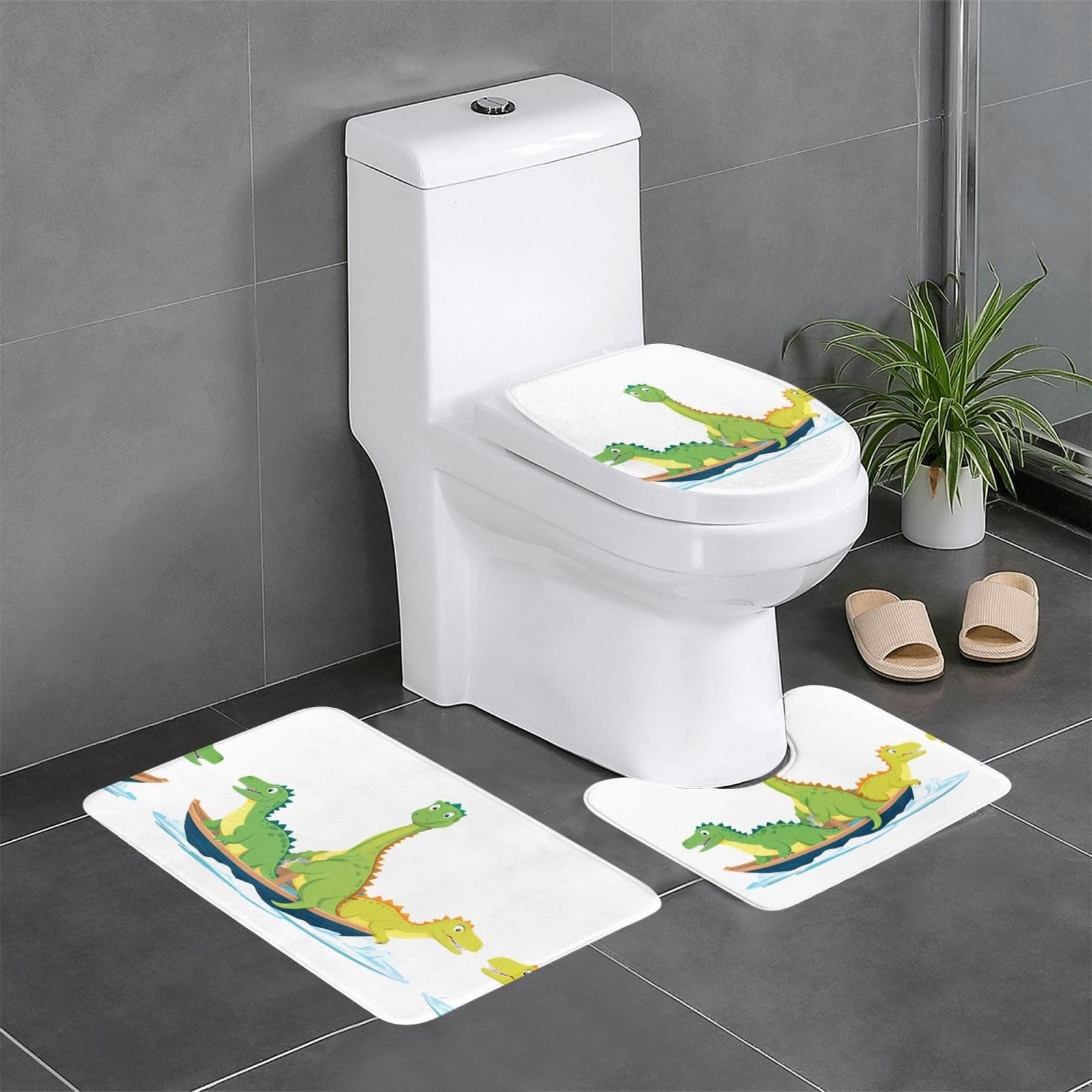 Tapis de sol de bain antidérapant évite les chutes design dinosaures 3pcs