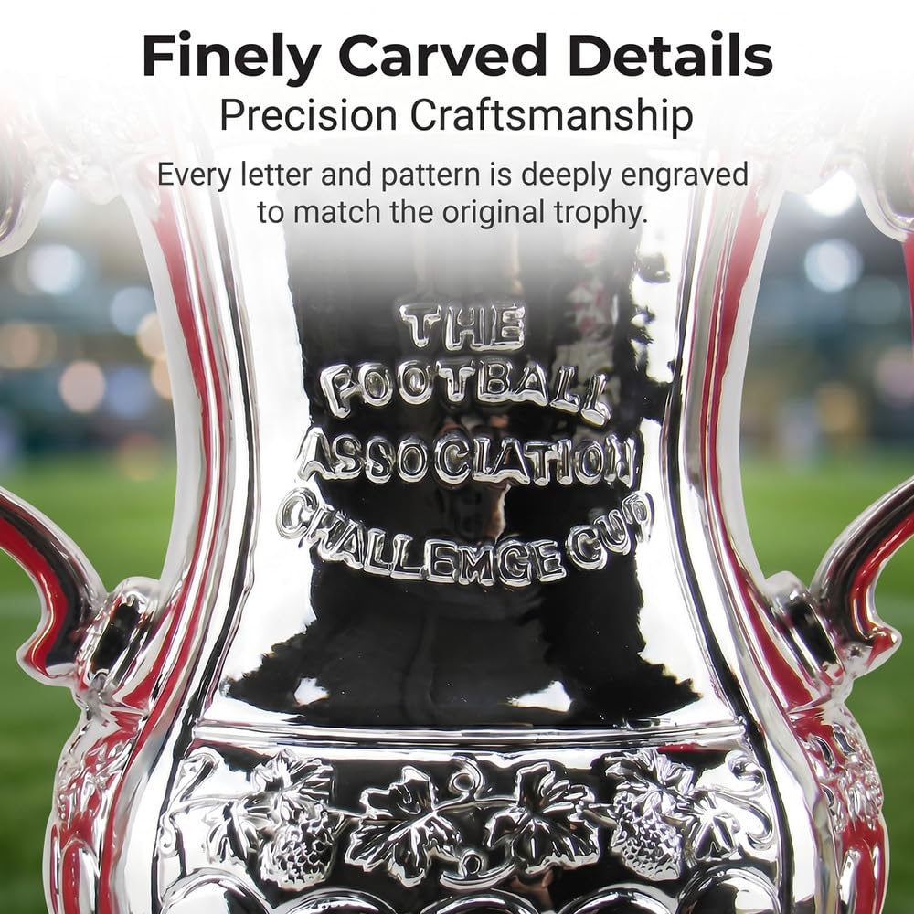 FA Cup Trofeo Réplica Fútbol Copa Plata Colección | Trofeo réplica FA Cup acabado plata para aficionados, coleccionistas, clubes y decoración deportiva