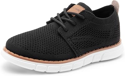Bruno Marc Schnürhalbschuhe Jungen Anzugschuhe Atmungsaktiv Gestrickter Stoff Oxford Hochzeit Party Schuhe Familie versammlung Anzug Formale,Size 28.5,Schwarz,SBOX2503K