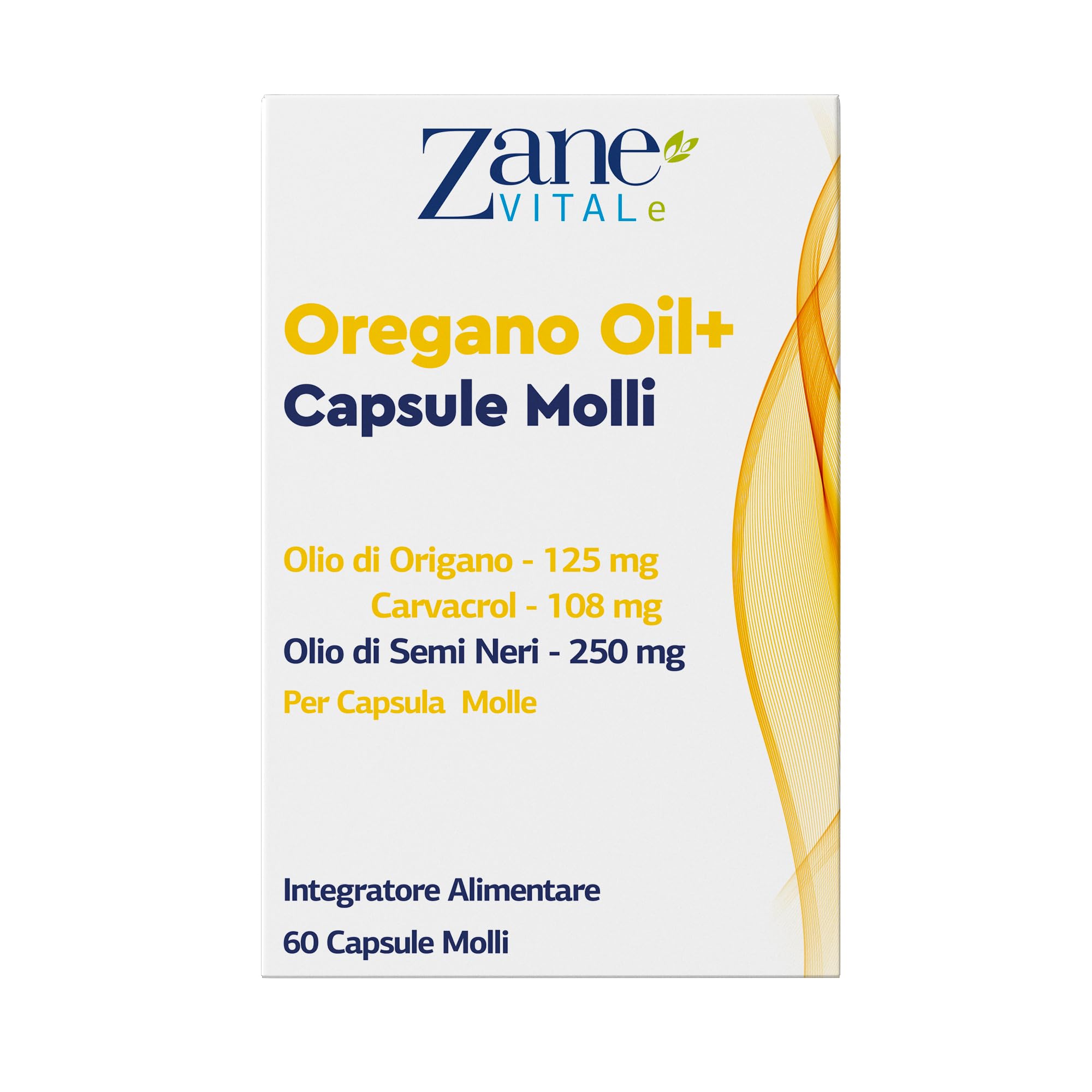 Zane Vital Olio di Origano e Olio di Cumino Nero – Capsule Molli con Carvacrolo e Timochinone – Integratore Alimentare – Non OGM, Senza Glutine – 60 Capsule