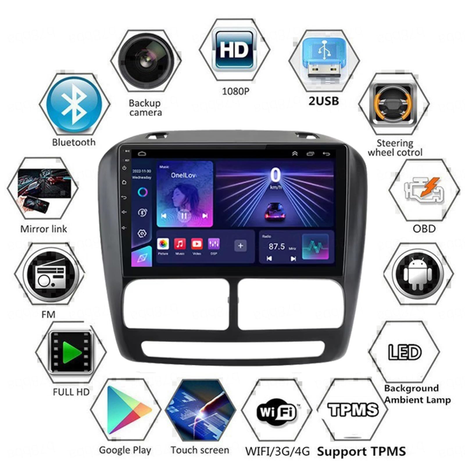 Android 16 Double Din Car Stereo 9" Ekran Dotykowy Samochód Dla Fiat Doblo 2010-2015 Combo 2011-2018 Z Bluetooth Nawigacja Gps Radio Fm Obsługa Plug and Play Carplay matyczna Kamera Cofania,M110