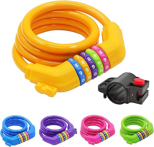 Miniatura 8 de Cable de bloqueo de bicicleta deportiva, cerradura de cable de bicicleta de 4 pies con bloqueo de cable de bicicleta de combinación reajustable de 5