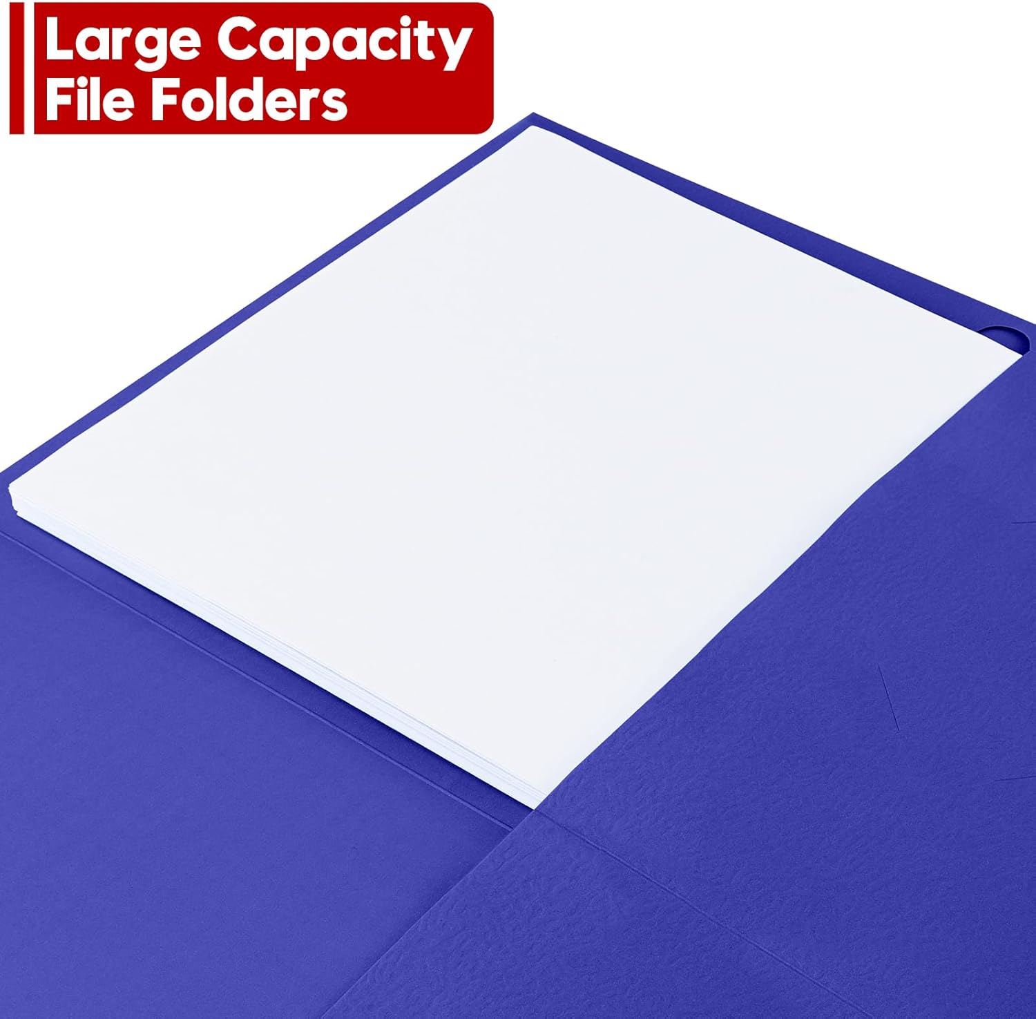 2 Pocket Folders, 50 Pack Letter Size 8.5" x 11" Durable File Folders with Business Card Slot for School, Office, Presentation, Business and Home Use, Deep Blue