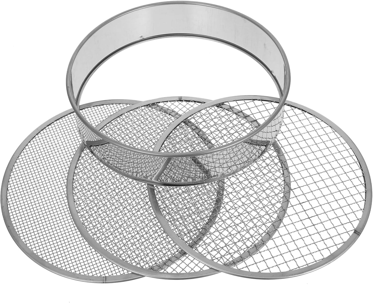 Garden Soil Sifter Stainless Steel Mesh Sieve Sifting Pan for Rocks Debris Removal Home Gardening