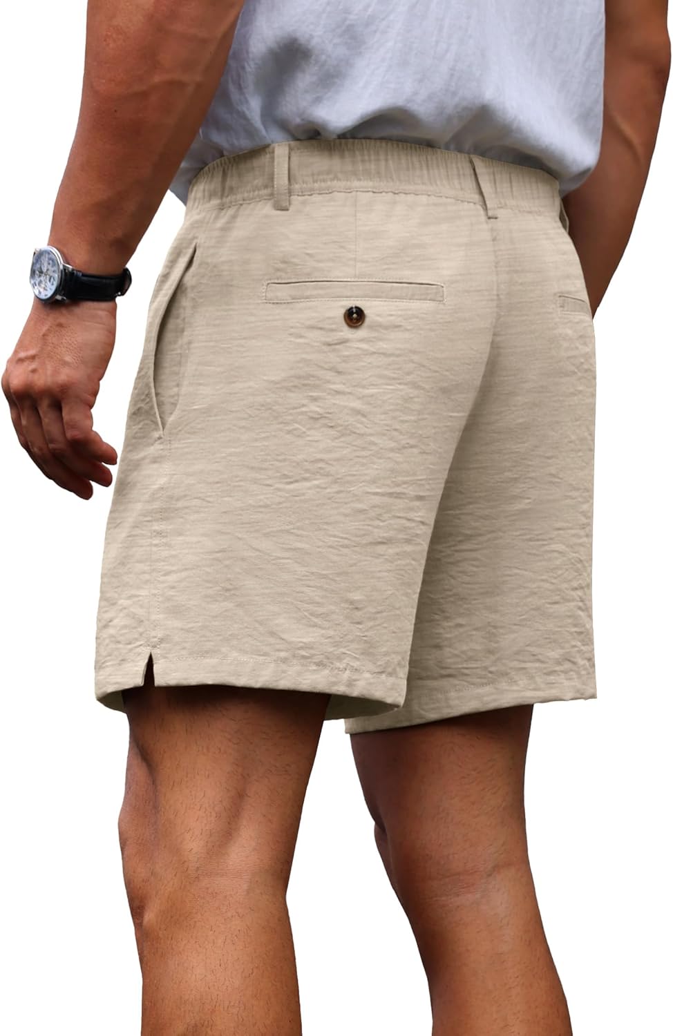 Sailwind Men’s 5.5" Linen Shorts Casual Summer Elastic Waist Lightweight Vacation Shorts with Pockets Daily Wear Outfit - Image 6