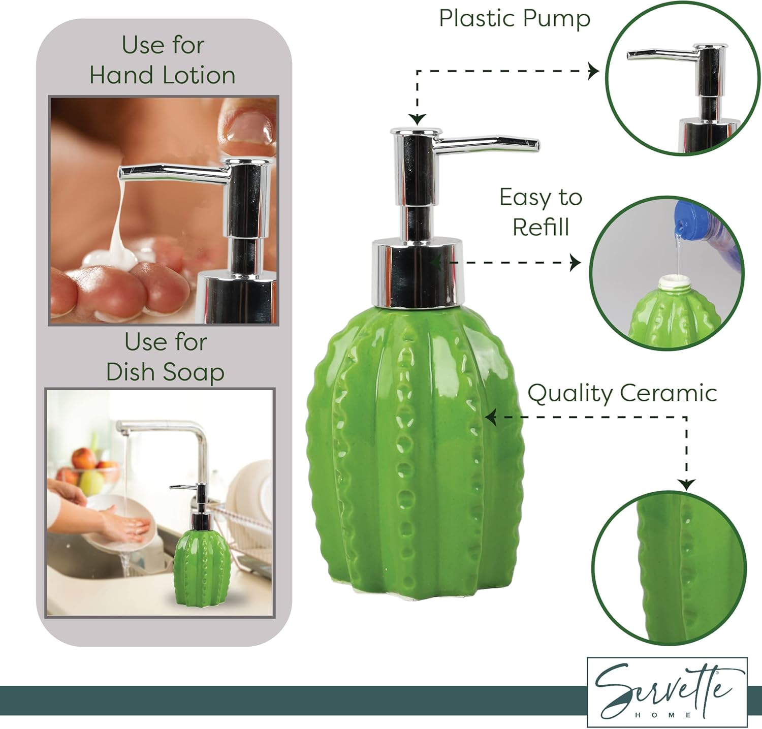 Novelty Soap Dispenser- Cactus Soap Pump for Home and Kitchen Decor