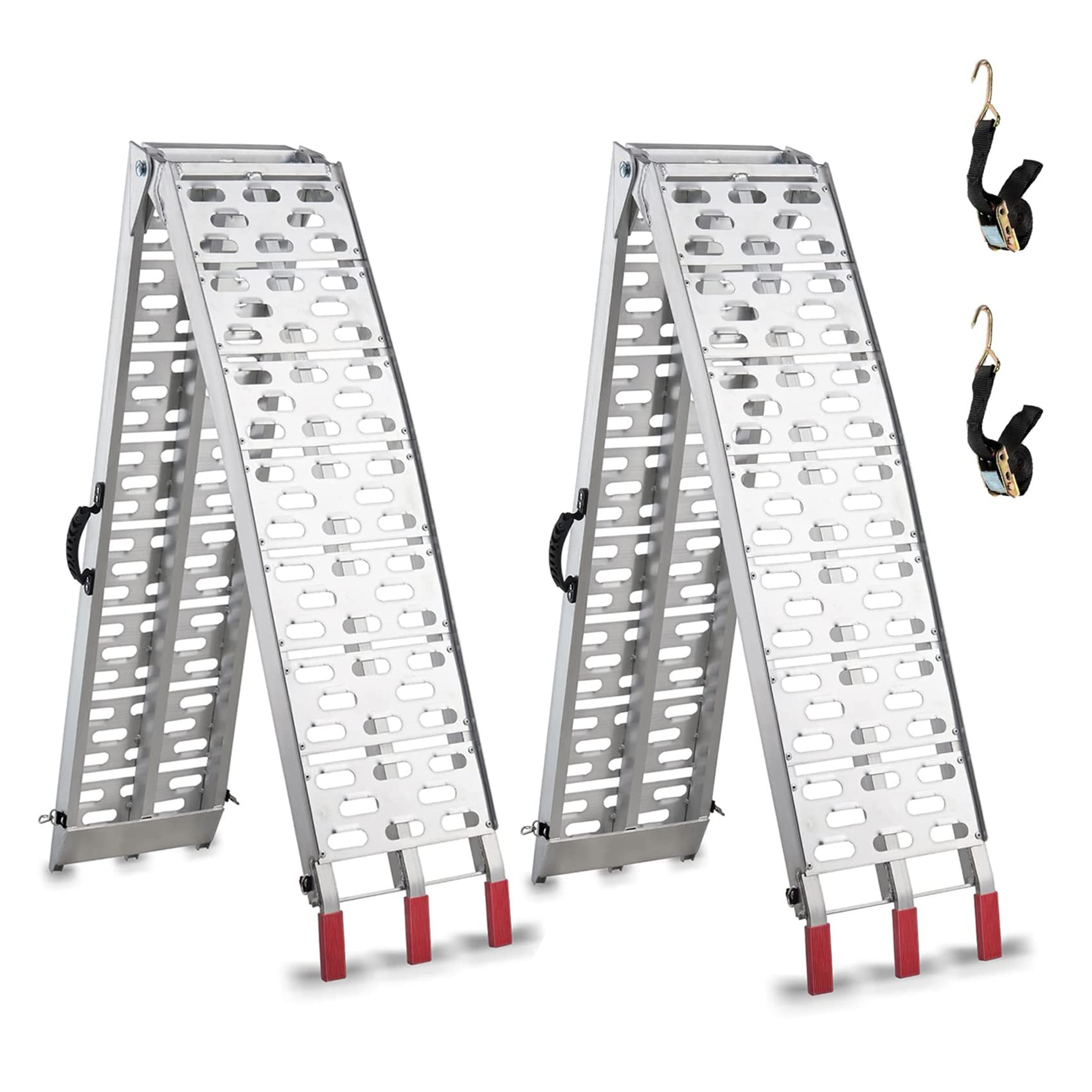 Photo 1 of ***SEE NOTES*** Truck Ramps with Handle, gardhom 1500lbs Capacity 7.5' Aluminum Foldable Wide Pickup Trailer Loading Ramps for ATV UTV Motorcycle Dirt Bike Lawn Mower Snow Blower Ramp Holes Non-skid Ramp with Handle