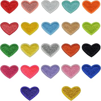 22 Pcs Iron-On Heart Patches Colorful Embroidered - Sew or Iron-On Appliques for Clothes, Hats, Jeans, Backpacks, Shoes, and DIY Repair Decoration 22