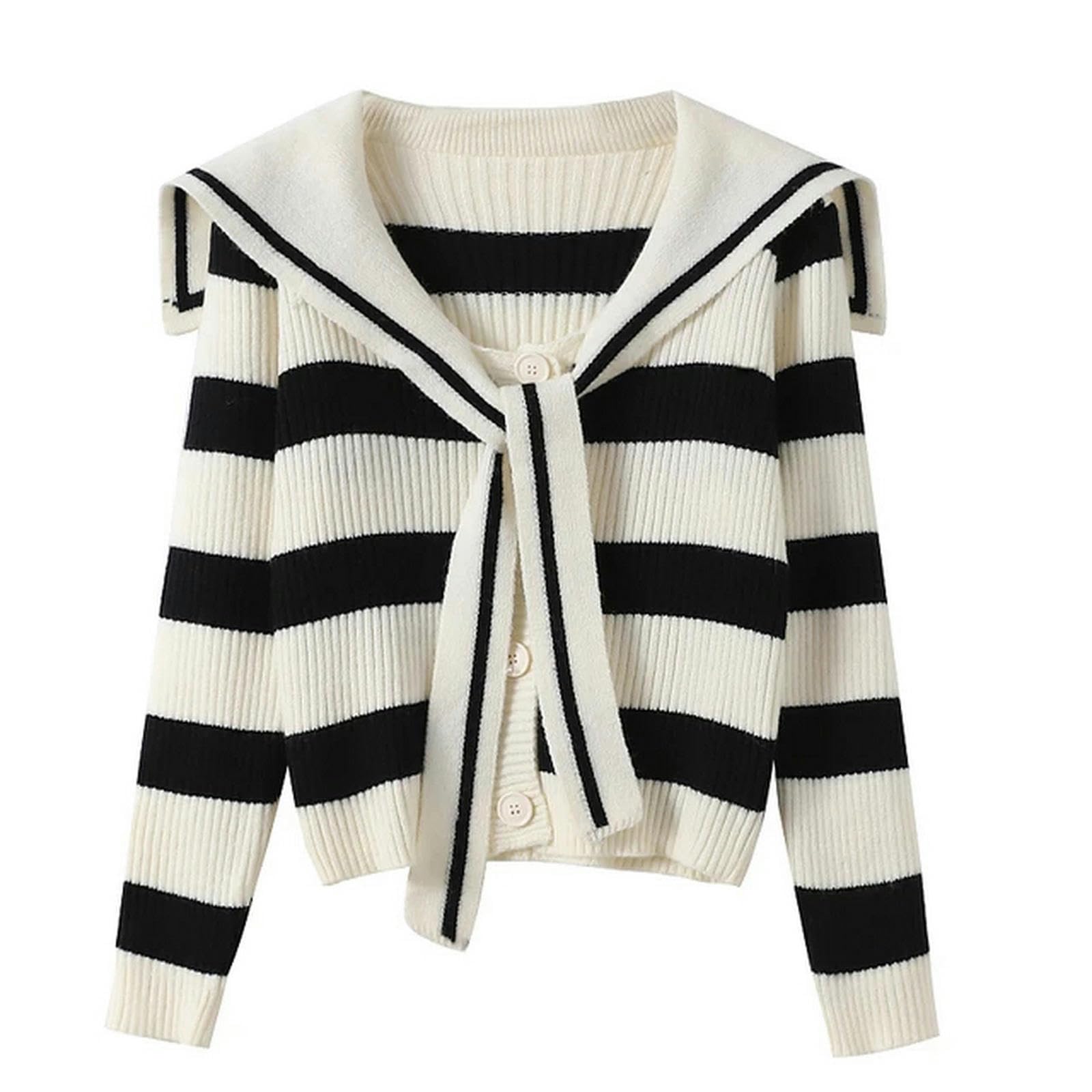 Sweter dla kobiet Jesienny kołnierz kardigan damski jednorzędowy sweter z długim rękawem Casual Fashion Preppy Style dzianina