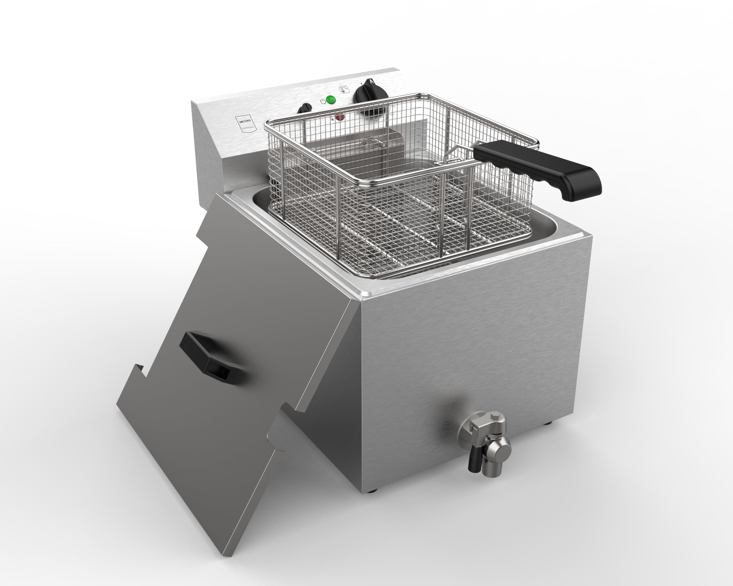 METRO Professional Freidora GDF1010, acero inoxidable, 10 litros, asa resistente al calor, 8.1 kW