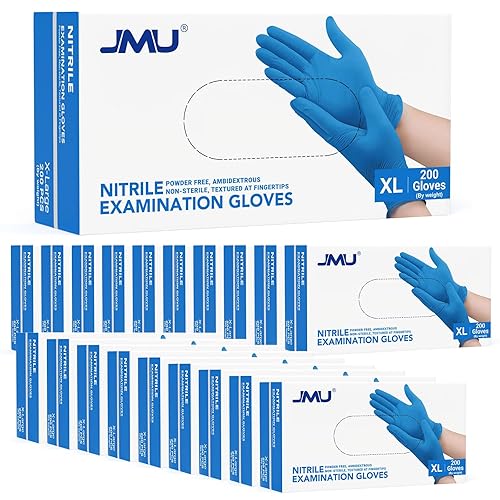 Miniatura 13 de JMU Guantes de examen de nitrilo XS, 1200 unidades, azul, 3.5 mil, sin látex y sin polvo, guantes desechables para examen médico
